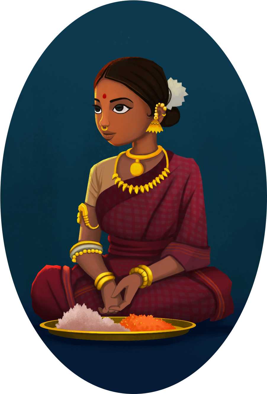Indian Girl Selling Flowers Character Design My - Indian Girl Character Design Clipart (944x1358), Png Download