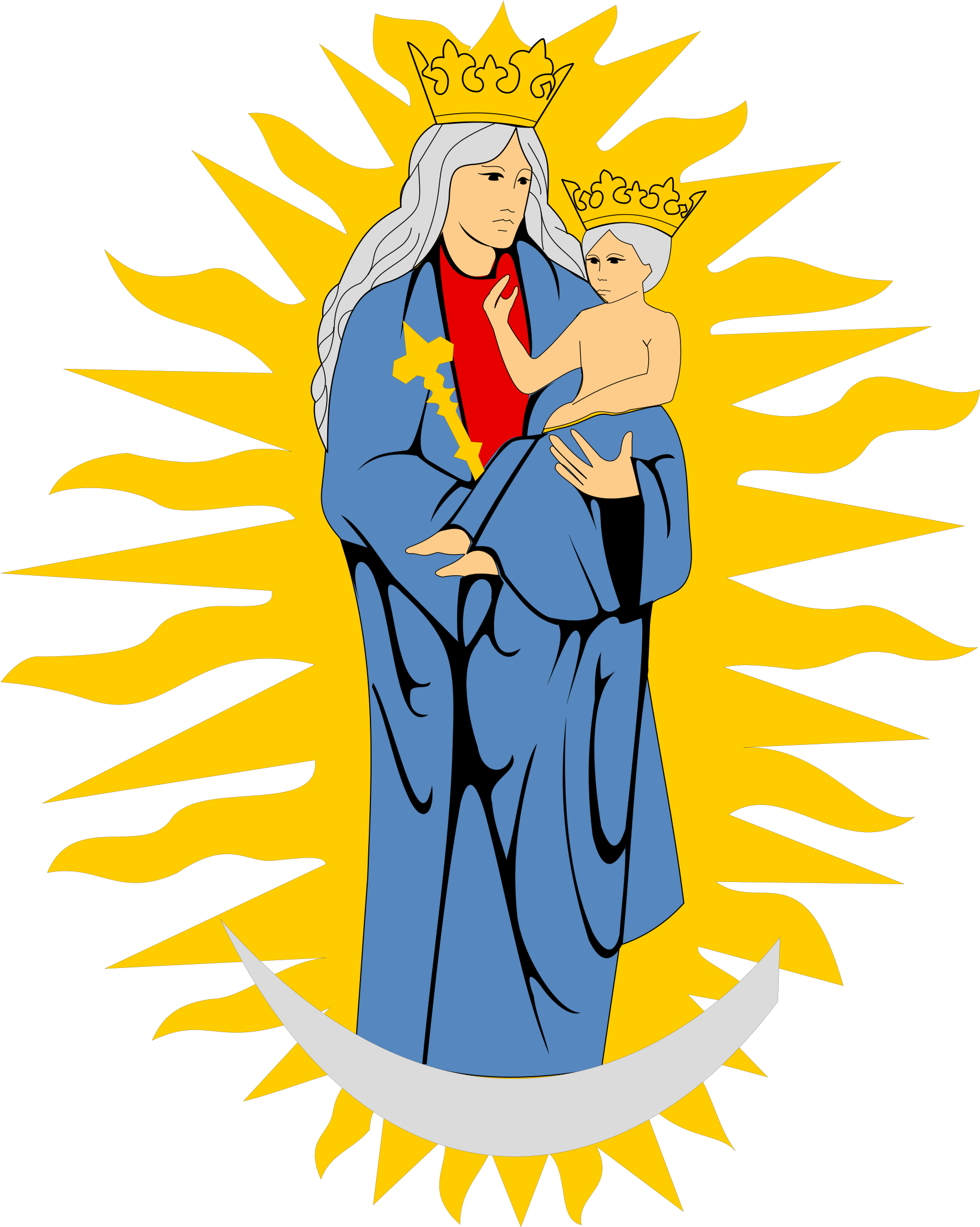 File - Coa Mary - Svg - Extra Virgin Mary Oval Ornament Clipart (902x1024), Png Download