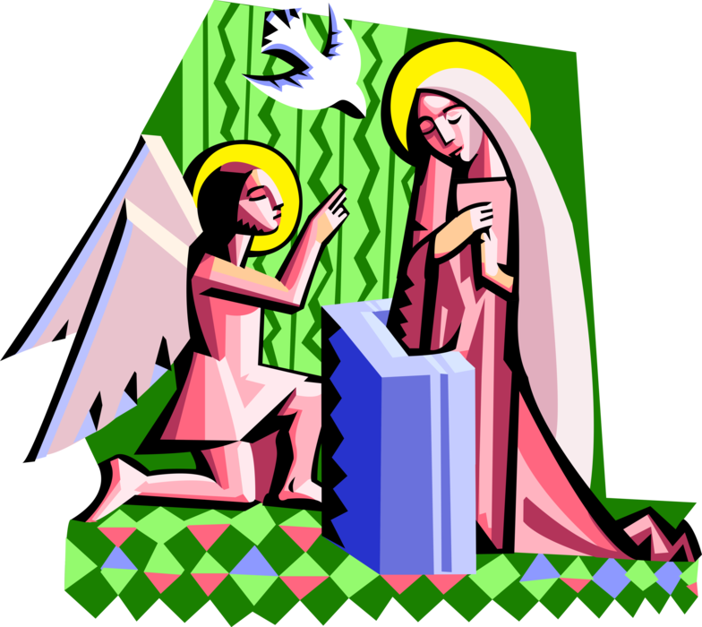 Vector Illustration Of Spiritual Angel Gabriel With - Mary Clipart (784x700), Png Download
