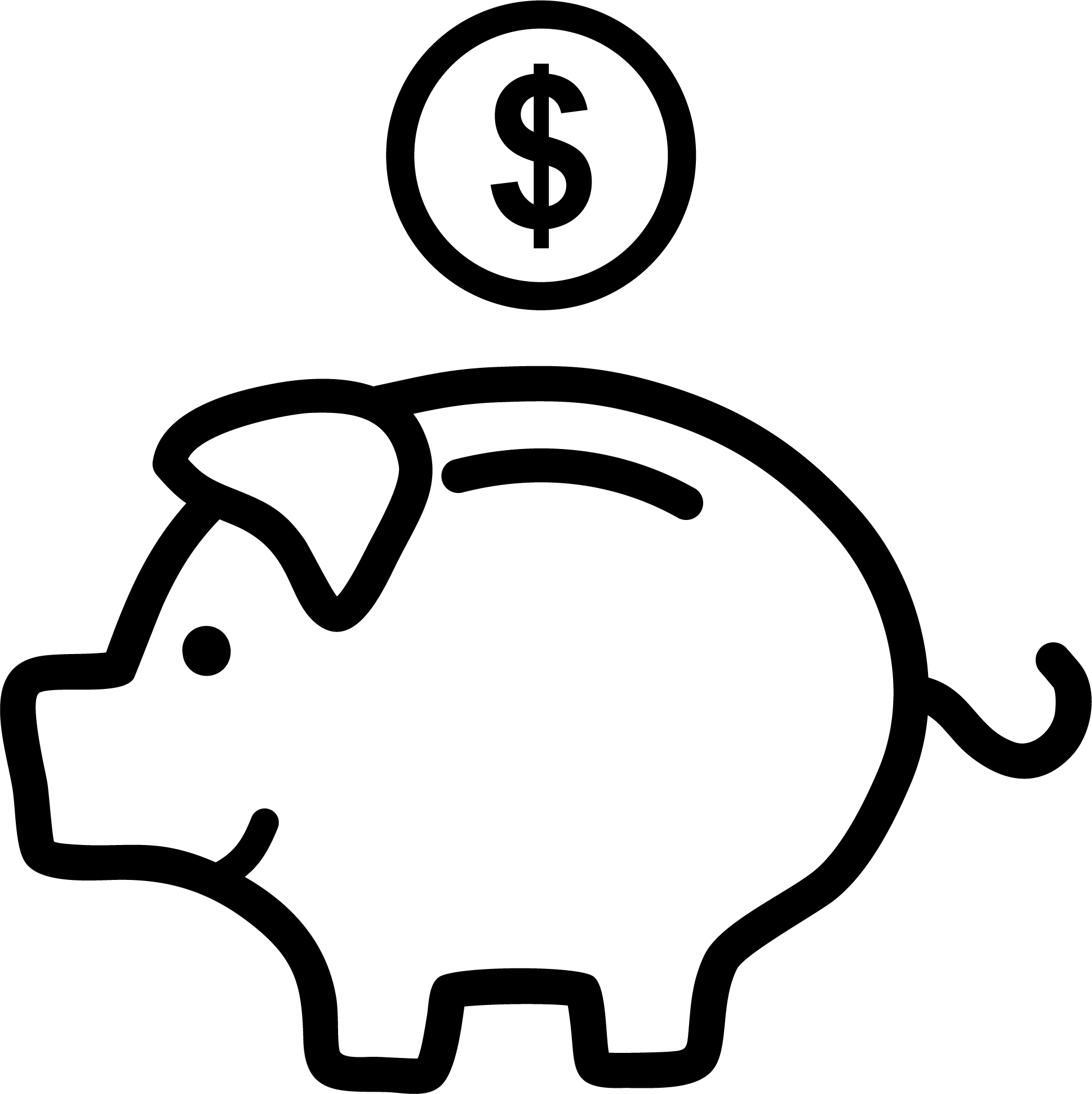 Multiplied By Sharing, These Numbers Can Quickly Grow - Pig Outline Clipart (1938x1942), Png Download