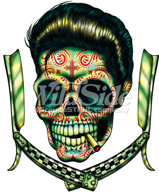 Day Of The Dead Greaser With Razors - Rockabilly Clipart (675x675), Png Download