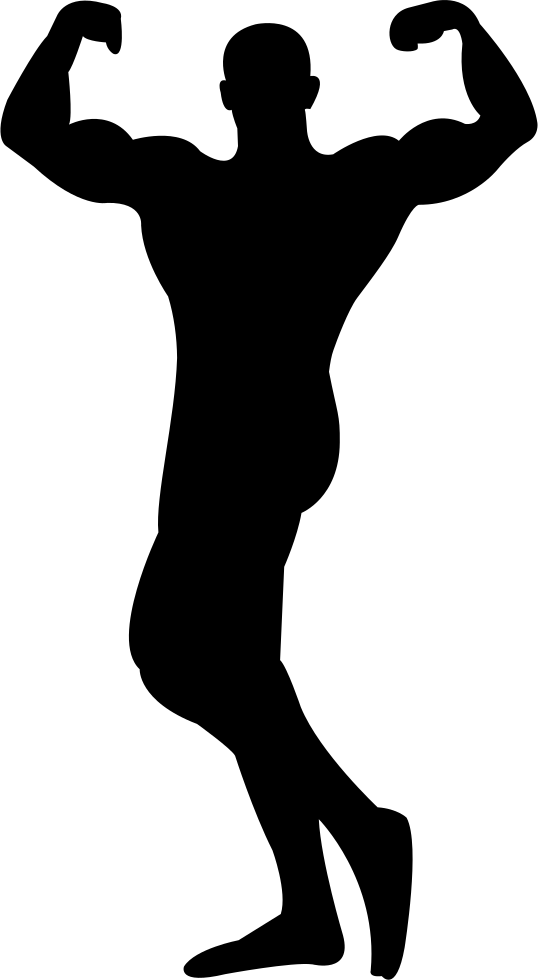 Muscles Silhouette At Getdrawings - Body Builder Silhouette Png Clipart (538x980), Png Download