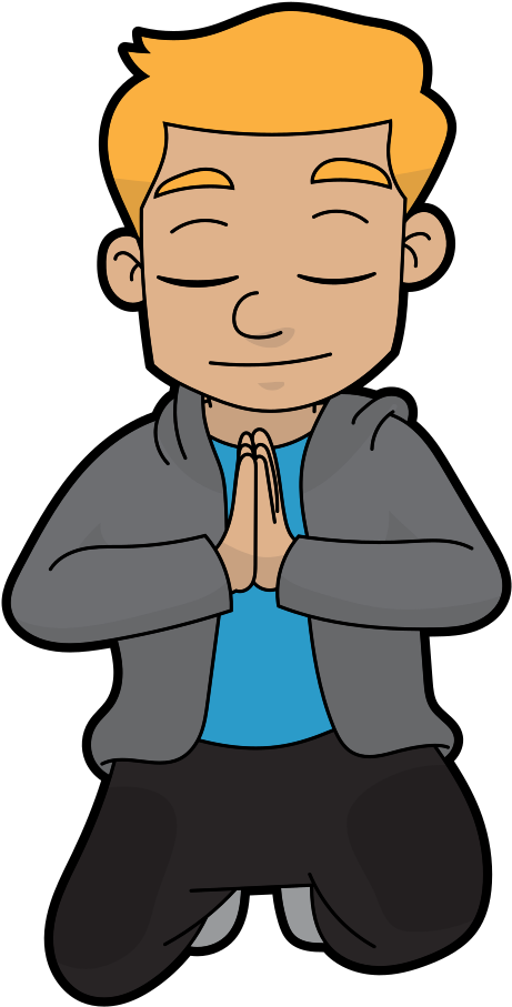 Cartoon Man Meditating Religiously - Cartoon Clipart (567x1023), Png Download