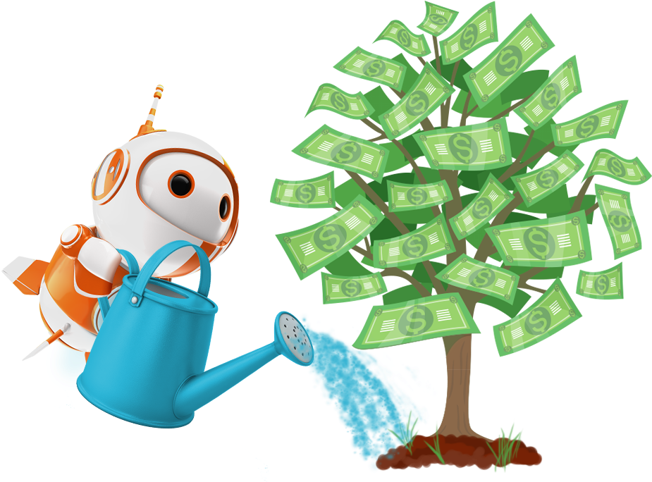 Bot With Wateringcan Moneytree - Moneytree Clipart (946x711), Png Download