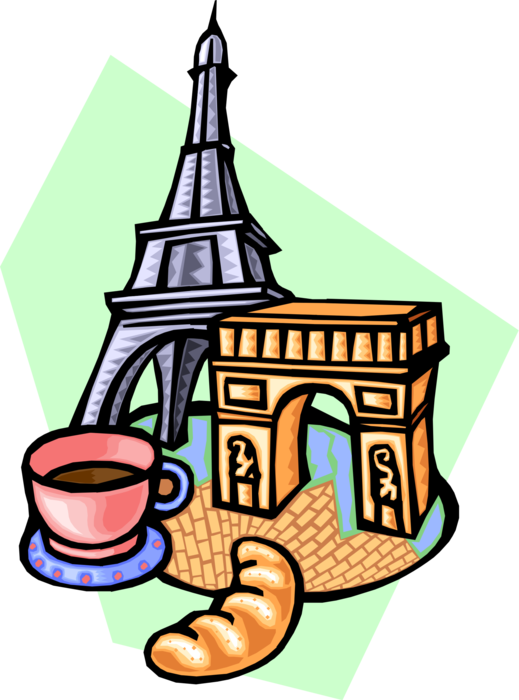 Vector Illustration Of Eiffel Tower And Arc De Triomphe - Arc De Triomphe Clipart - Png Download (519x700), Png Download