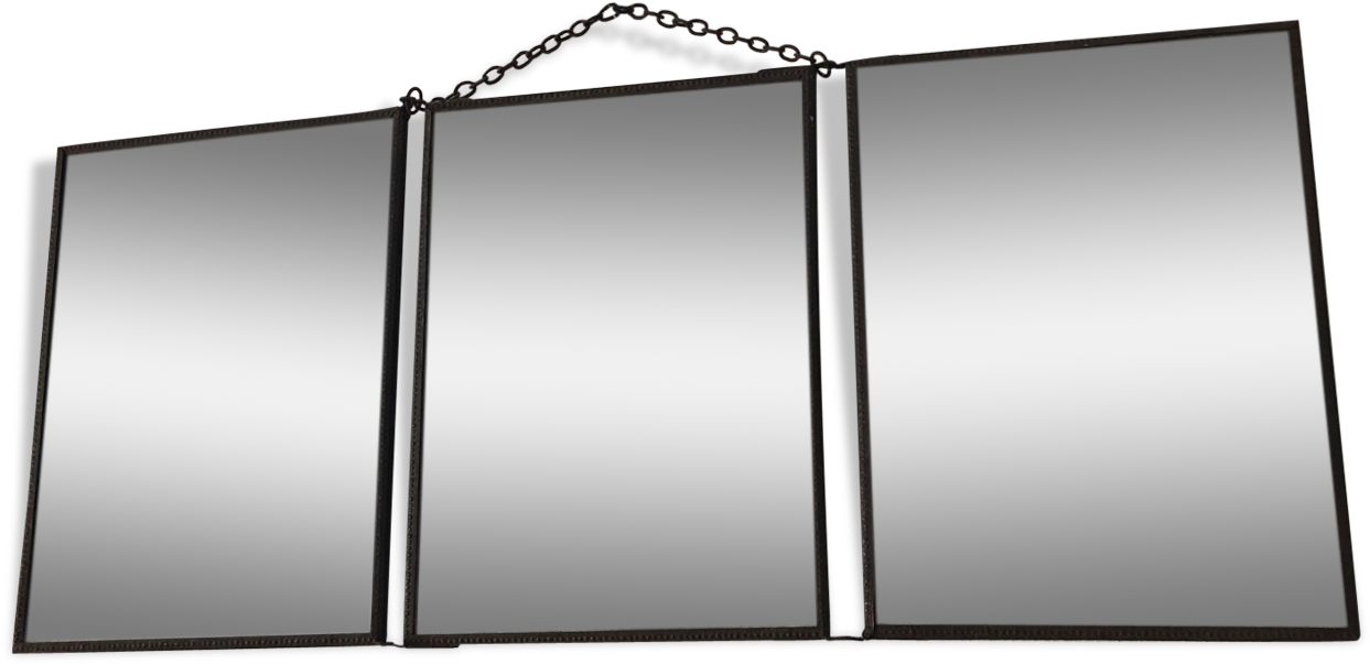 Mirror Triptych Barber 20x47cm Vintage - Mirror Clipart (1457x1457), Png Download