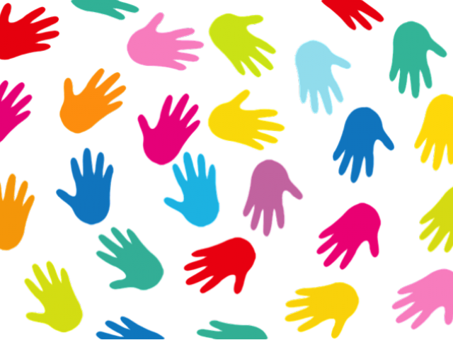 Software Development Clipart Team Discussion - Colourful Hand Prints Png Transparent Png (640x480), Png Download