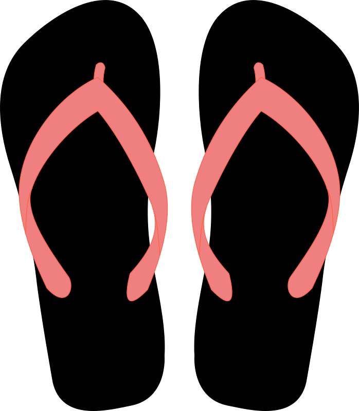 Black And Red Flip Flops Clipart (698x800), Png Download