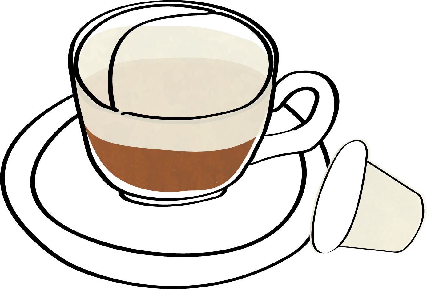 Caffe Latte Pods - Line Art Clipart (1387x938), Png Download