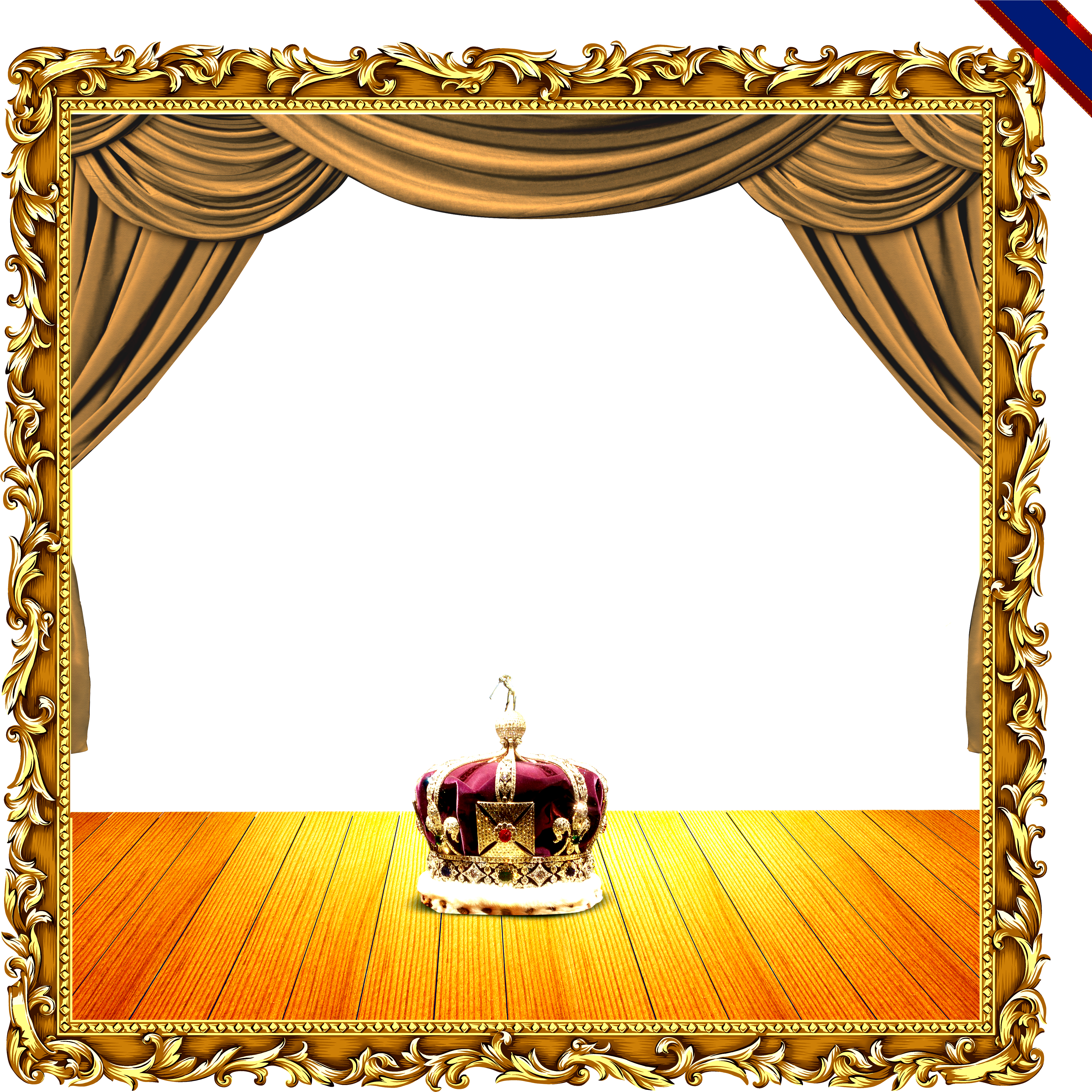 Curtain Luxurious Golden Frame Collection Creative Clipart (4724x4724), Png Download