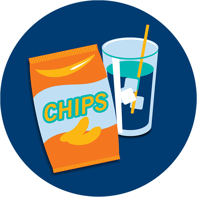 A Bag Of Potato Chips Next To A Cold Beverage - Potato Chip Clipart (637x637), Png Download