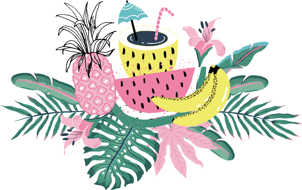Ftestickers Genfest Summer Tropical Banana Watermelon - Tote Bag/sac De Plage Tropical Clipart (1024x1024), Png Download