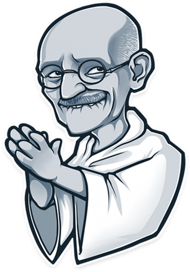 Gandhi Transparent Caricature - Mahatma Gandhi Cartoon Png Clipart (620x886), Png Download