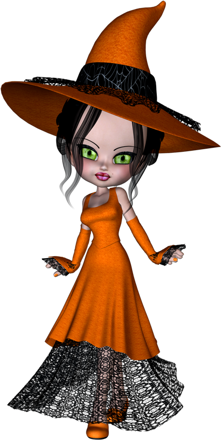 Imagen Halloween Crafts, Halloween Doll, Halloween - Bruja Imagenes De Muñequitas De Halloween Clipart (453x890), Png Download