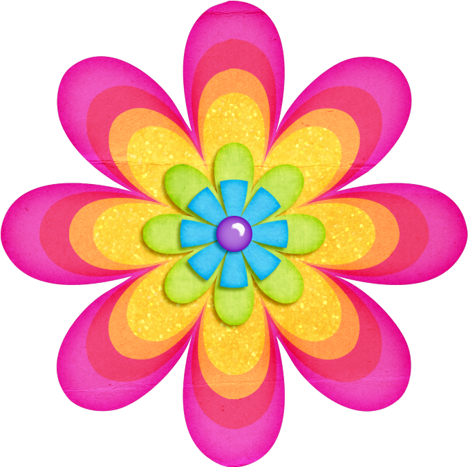 Flowers Clip Art Flower Png Imprimibles De Colores - Transparent Background Flowers Clipart (696x695), Png Download