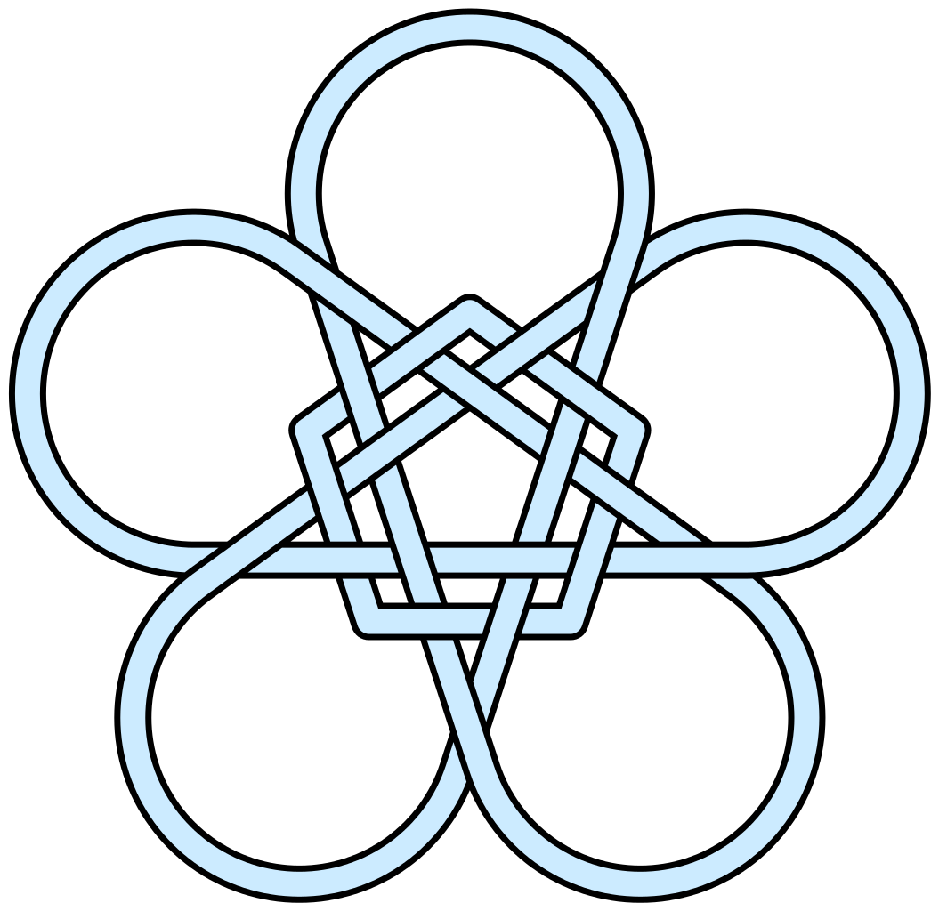 Interlaced Pentagon Pentagram Flower - Pentagon Shapes Clipart (618x600), Png Download