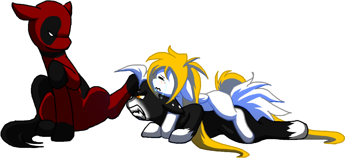 Artist Thamutt Flank Crying Deadpool Is - Crying Pony Oc Clipart (1200x600), Png Download