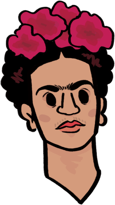 The Second Is A Stylized Portrait Of Frida Kahlo - Illustration Clipart (500x750), Png Download