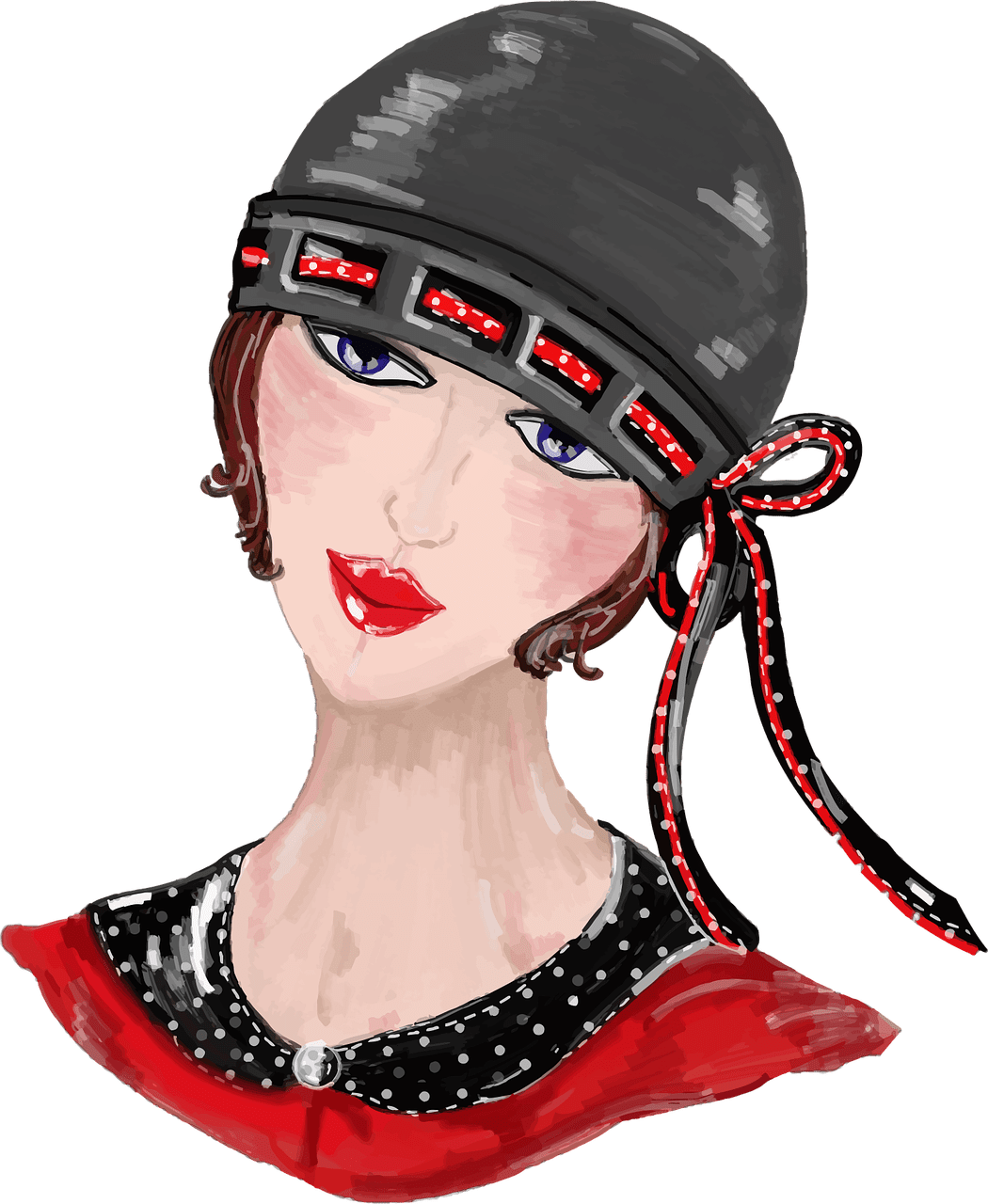 Female Fashion Illustration Portrait Woman Drawing - Faces Adults Coloring Book: Stress Relieving Designs Clipart (616x750), Png Download