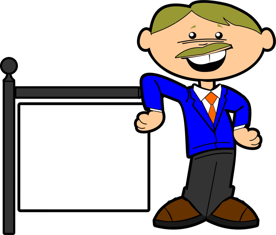 Cartoon Drawing Computer Icons Comics Portrait - Cartoon Man With Sign Clipart (879x750), Png Download