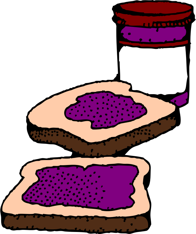 Free Colorized Peanut Butter And Jelly Sandwich - Jelly Sandwich Clip Art - Png Download (672x800), Png Download