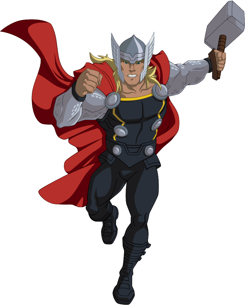 Thor Ultimate Spider Man Animated Series Wiki Fandom - Thor In Cartoon Clipart (854x1165), Png Download