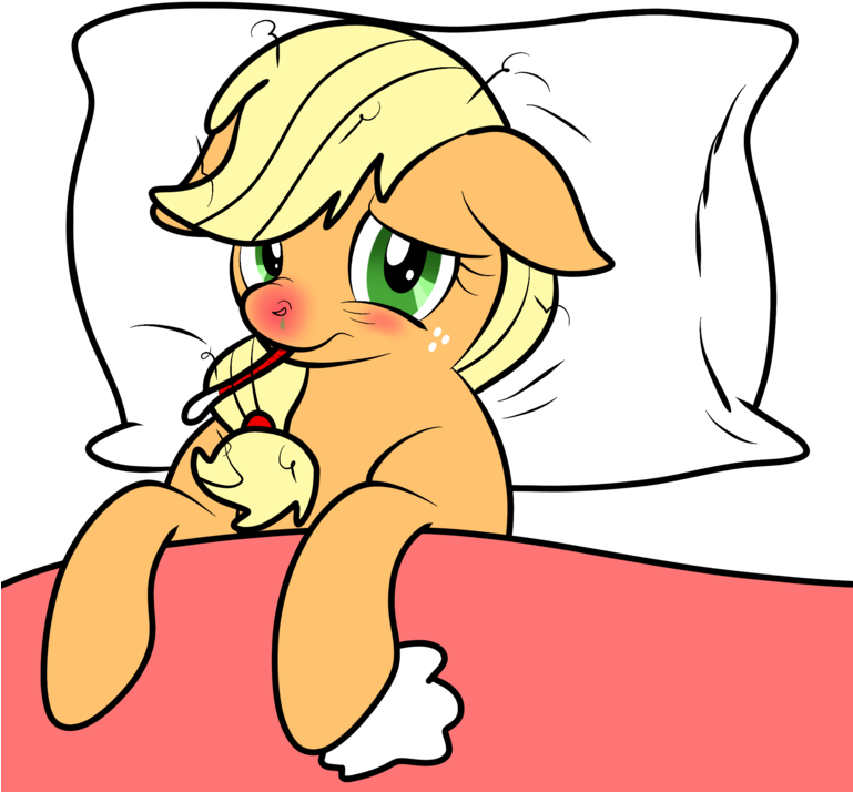Applejack, Artist Needed, Blanket, Cold, Cute, Fever, - Magic Clipart (768x1024), Png Download
