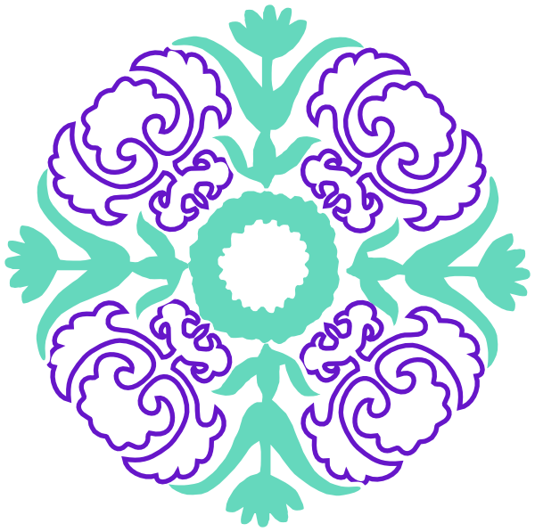 Damask Teal And Purple Clipart (600x597), Png Download