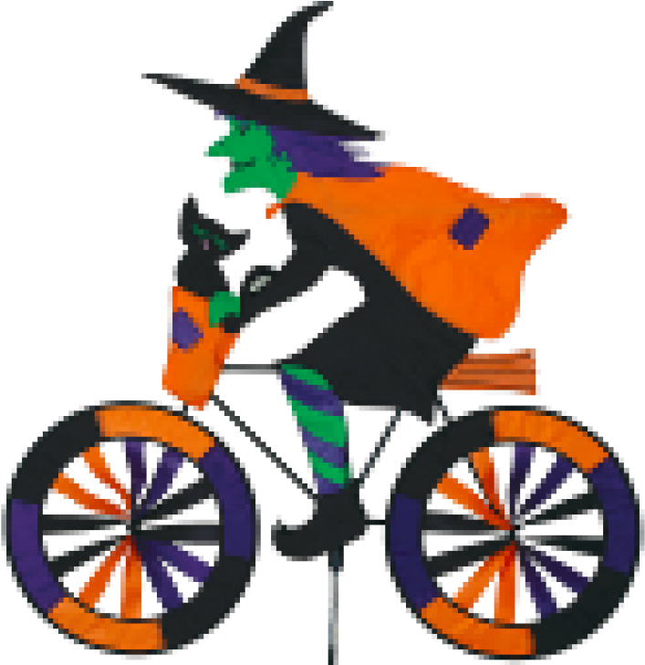 Clipart Bike Spin Bike - Premier Kites & Designs Witch On Bicycle Garden - Png Download (728x728), Png Download