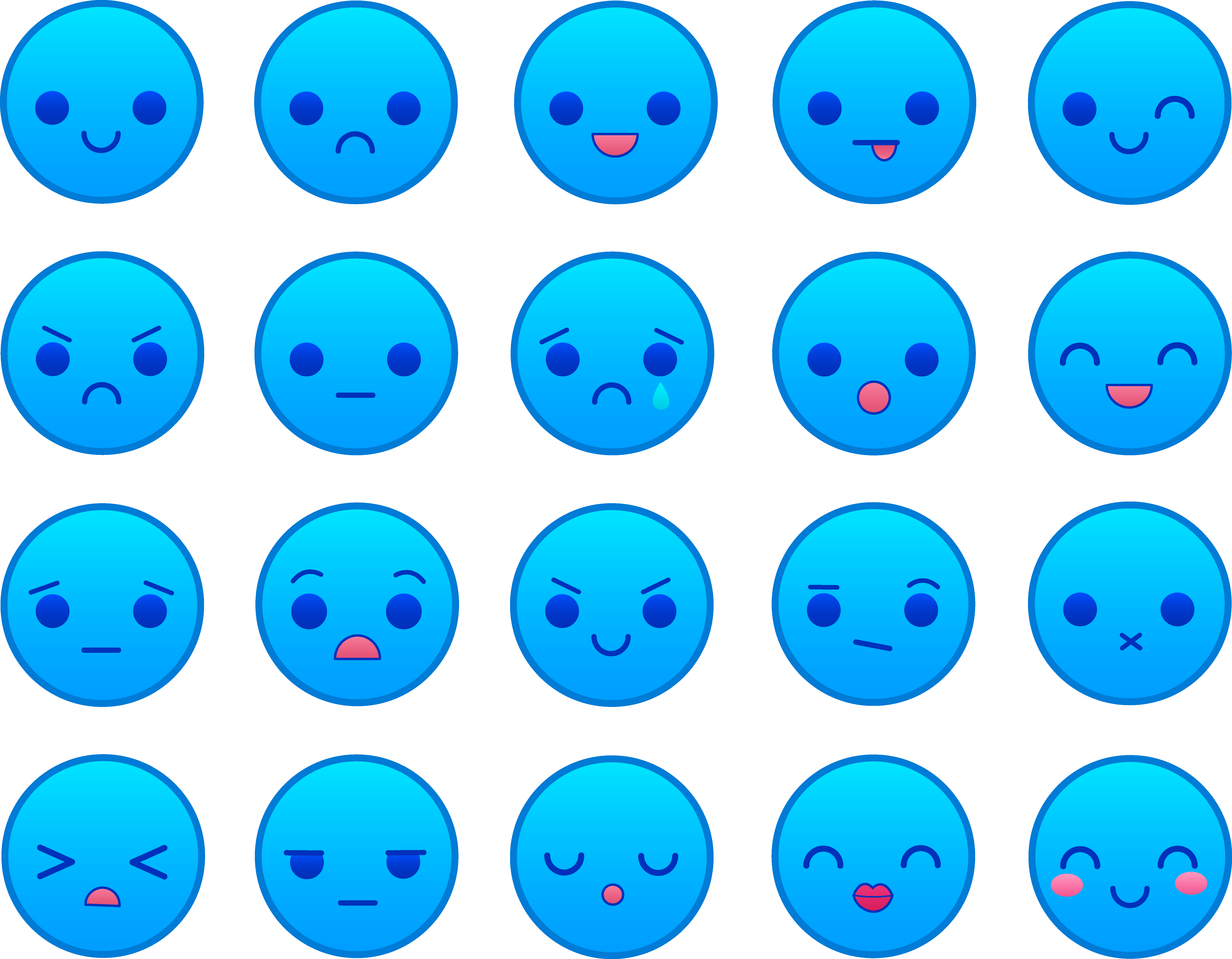 Blue Emoticons Set - Emoticon Blue Clipart (6763x5262), Png Download