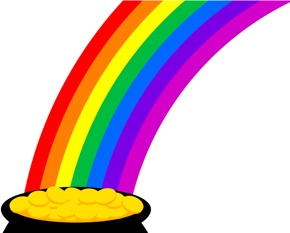 Rainbow And Pot Of Gold Clipart - Rainbow Pot Of Gold Drawings - Png Download (640x480), Png Download