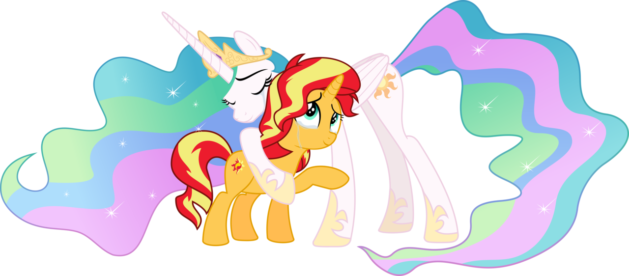 Hug Clipart Forgiveness - Sunset Shimmer And Princess Celestia - Png Download (1280x562), Png Download