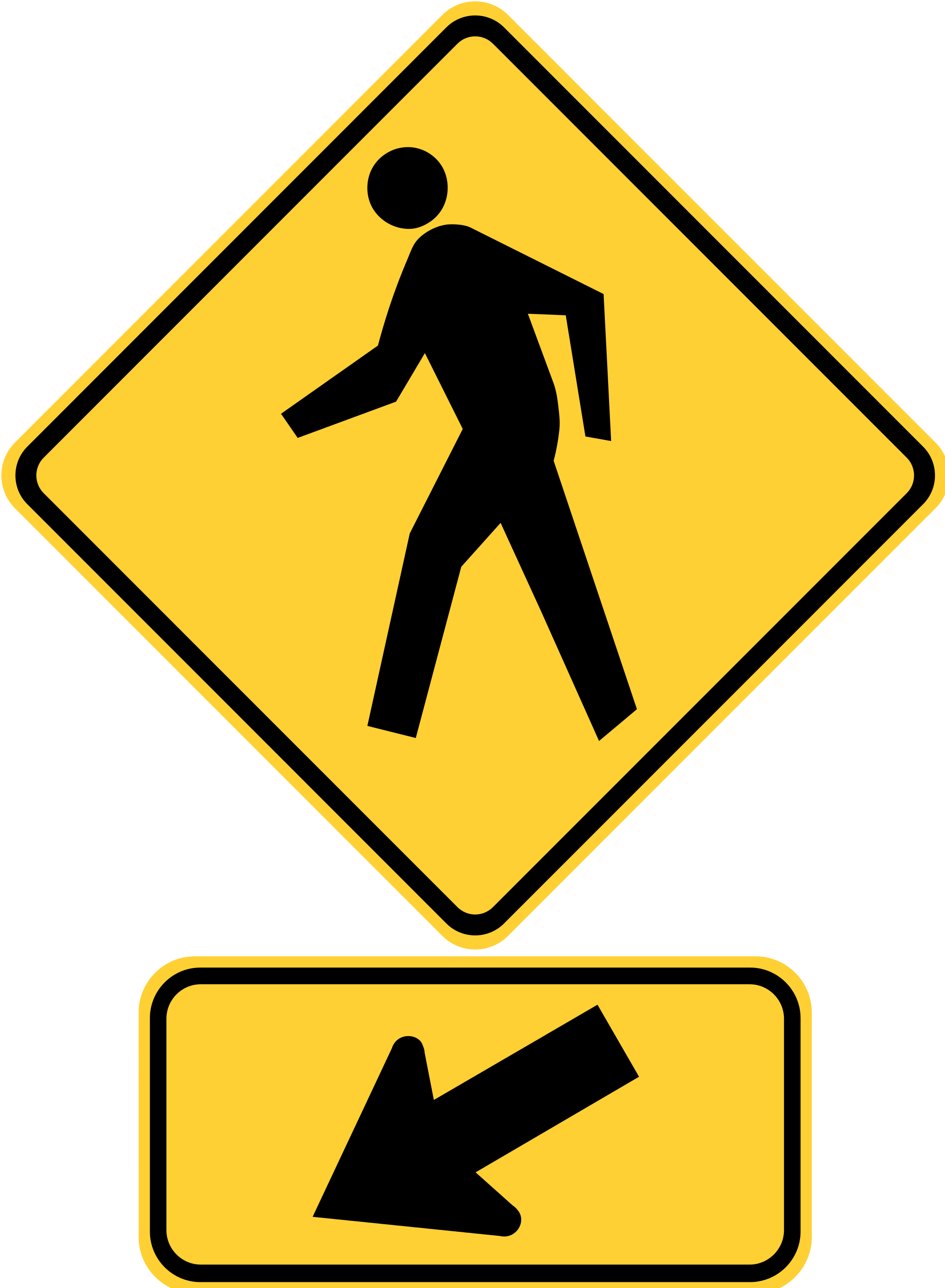 Open - Pedestrian Crossing Ahead Sign Clipart (2000x2725), Png Download