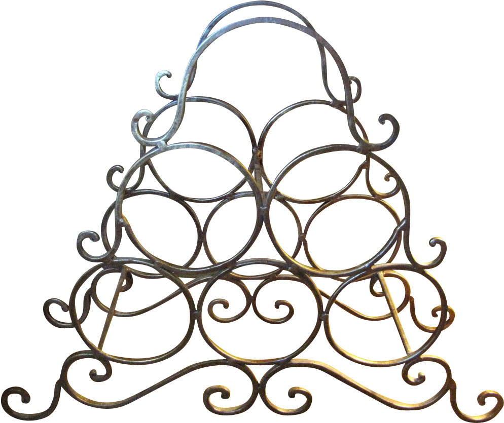 Nice Gilt Wrought Iron Wine Rack With Integral Handle - Wine Rack Clipart (1003x1003), Png Download