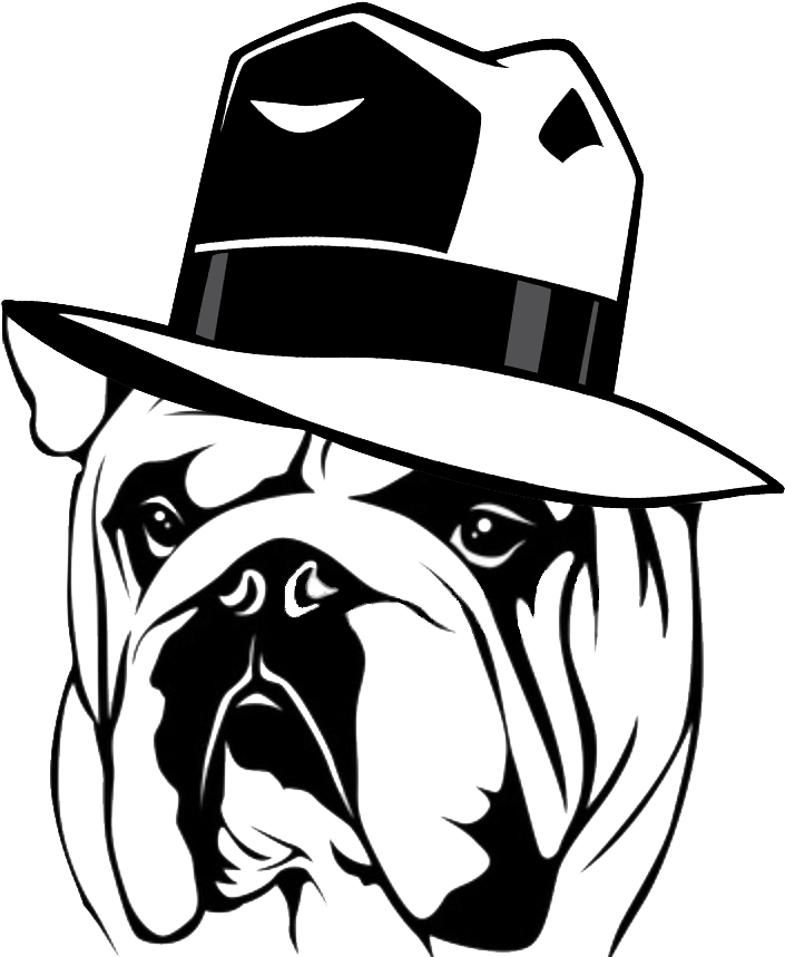 Bull Dog Pi Dog And Hat Final 1170x500@2x - English Bulldog Stickers Clipart (1200x1000), Png Download