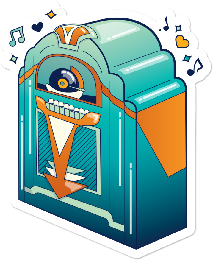 Jukebox Sticker Clipart (1000x1000), Png Download