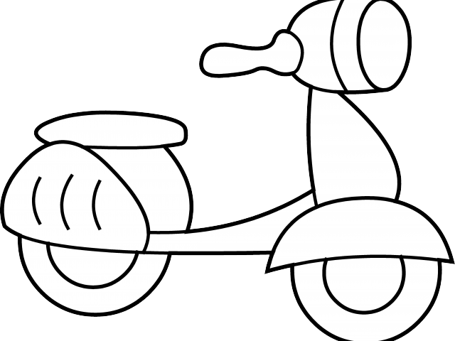 Scooter Clipart Coloring Page - Scooter Black And White Clipart - Png Download (640x480), Png Download
