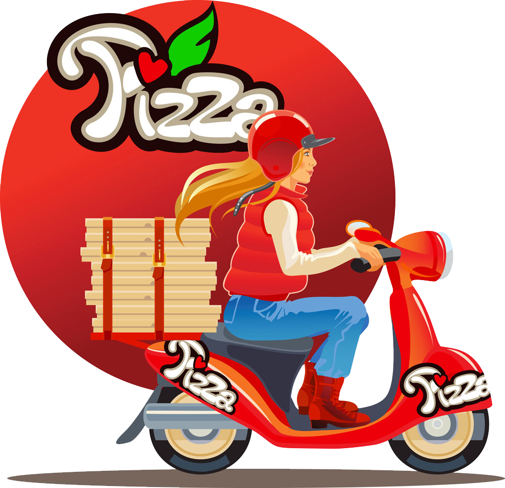 Pizza Motorcycle Beauty - Pizza Delivery Clipart (1000x967), Png Download