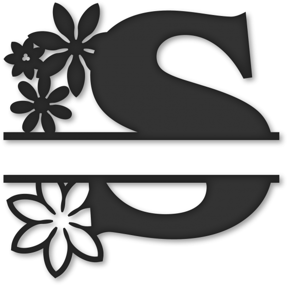 Flower Split Monogram S - Png Monogram Split G Clipart (599x600), Png Download
