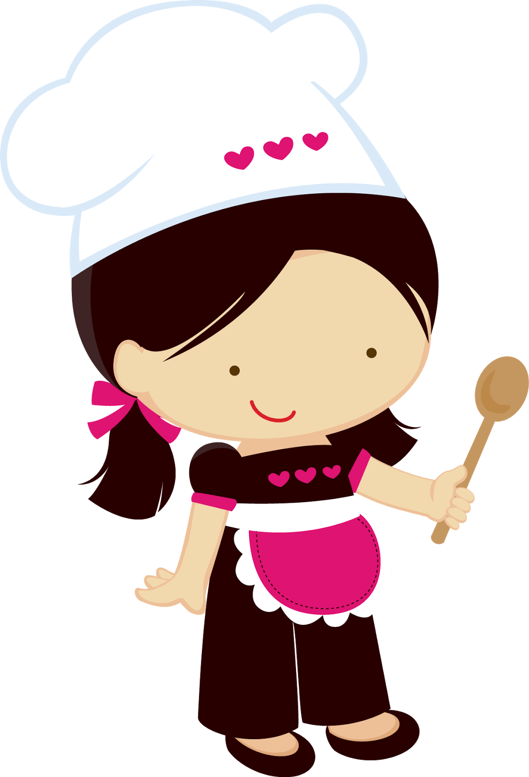 Jpg Black And White Cozinheira Julia Junior Pinterest - Girl Chef Clipart - Png Download (613x900), Png Download