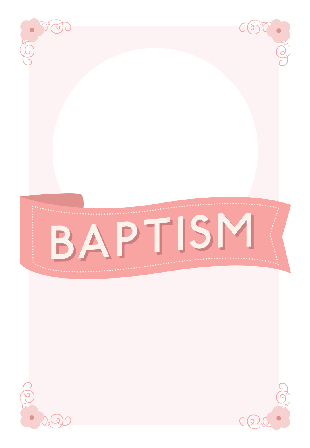 Image Free Pink Ribbon Free Printable - Baptism Invitation Pink Ribbon Clipart (1080x1560), Png Download