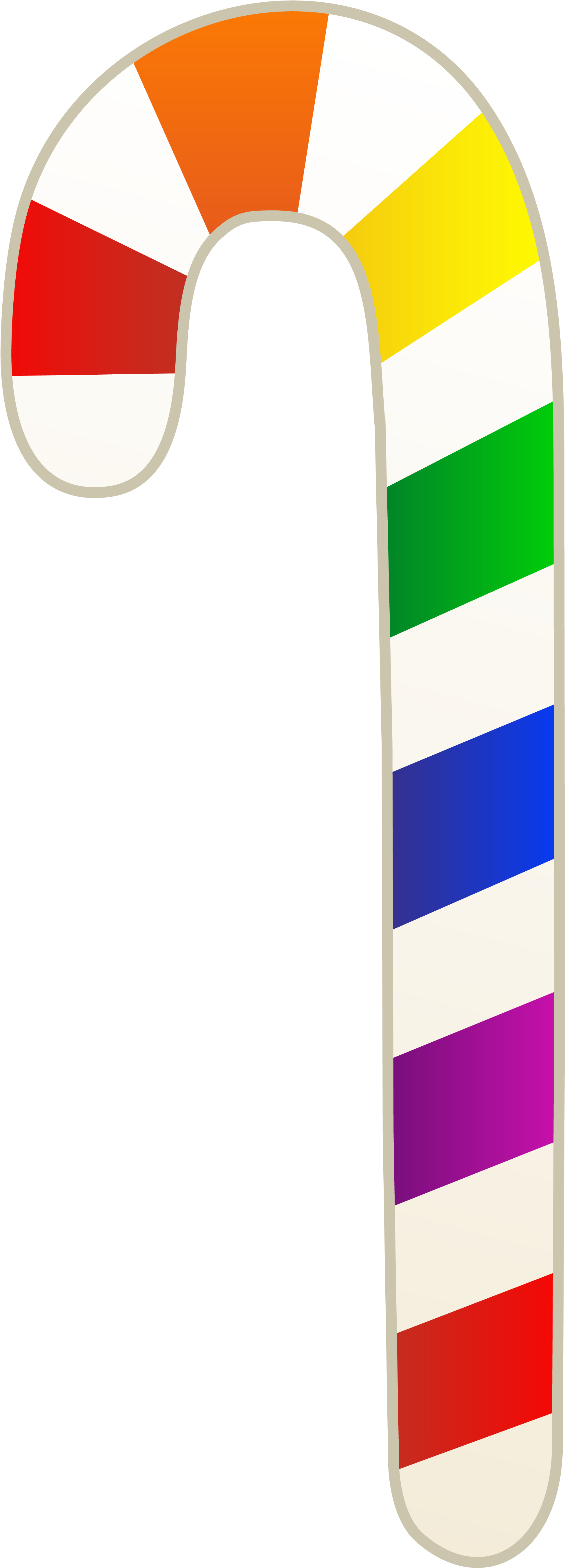 Rainbow Colored Candy Cane - Colorful Candy Cane Clipart - Png Download (2173x5603), Png Download