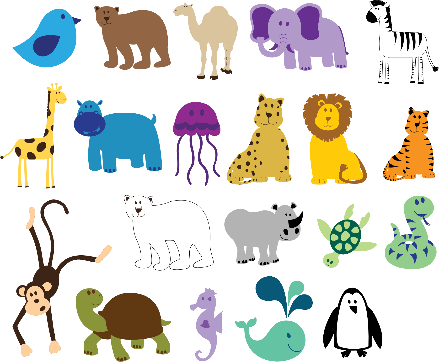 Colorful Animals 815 X 315 Vfx Solidarity Visual Effects - Animals Noahs Ark Pillow Case Clipart (1969x1969), Png Download
