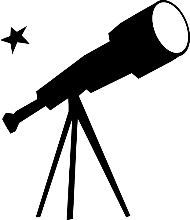 Popular Images - Telescope Black And White Clipart (622x720), Png Download