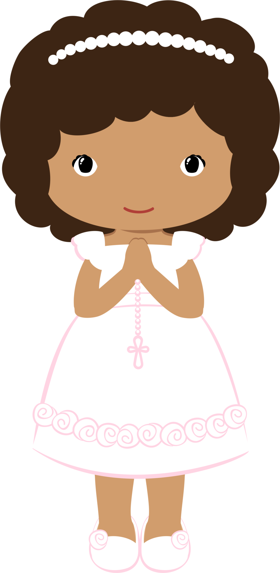 Clipart Girl First Communion - Clipart Communion Girl Png Wave Hair Transparent Png (939x1920), Png Download