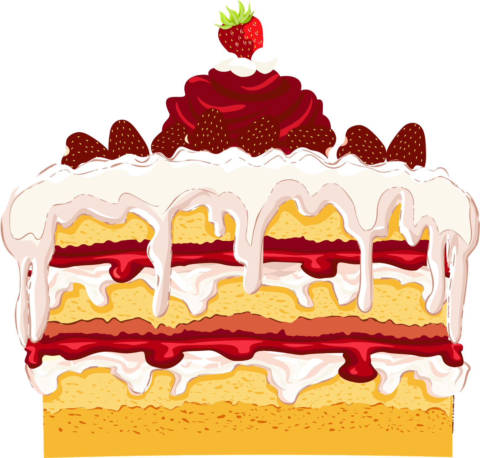 Birthday Cake Black And White Clip Art Free Download - Cake Birthday Red Clipart - Png Download (1600x1499), Png Download