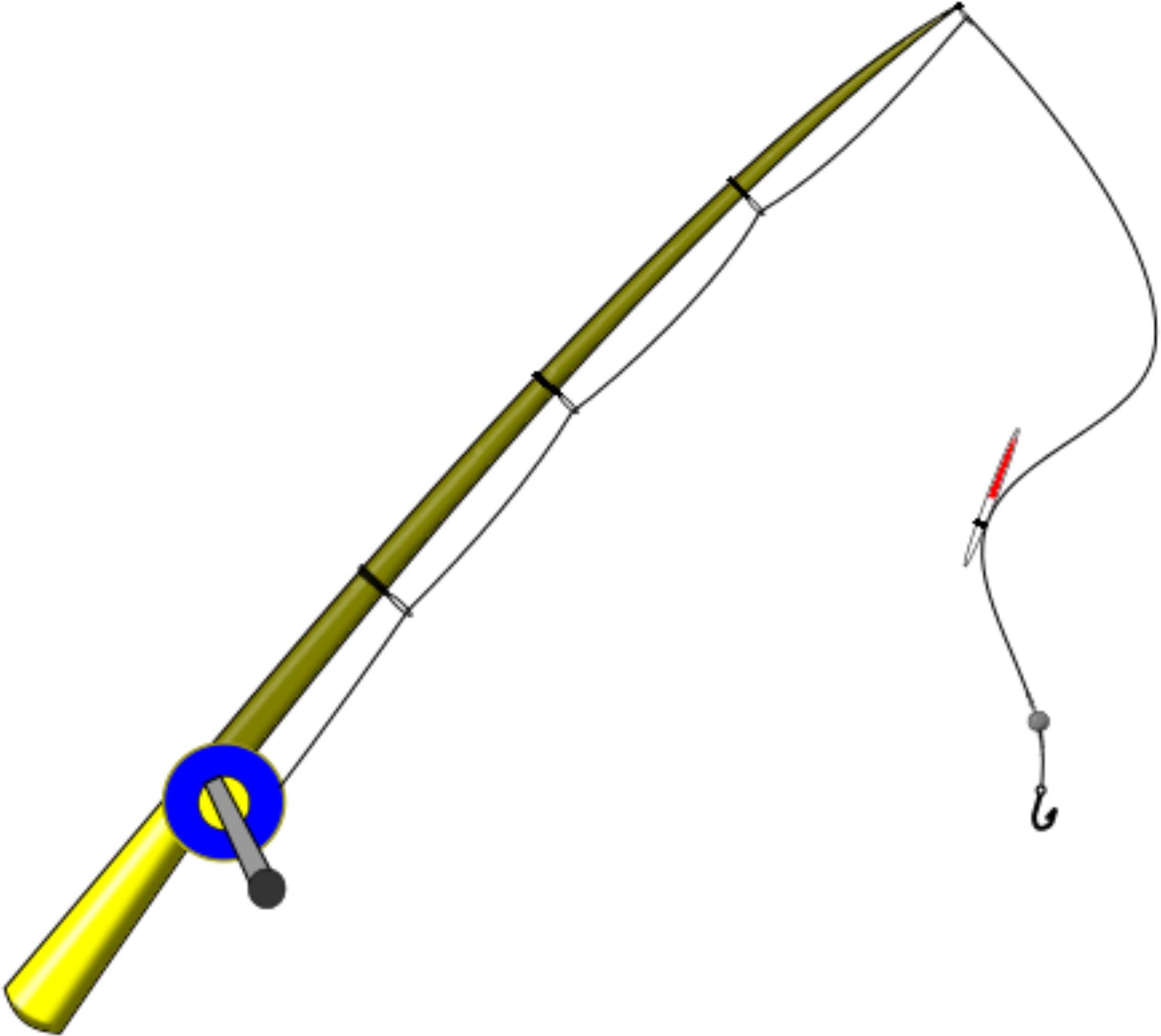 Fishing Pole Clipart Fishing Rod - Fishing Pole With Hook - Png Download (2400x2254), Png Download