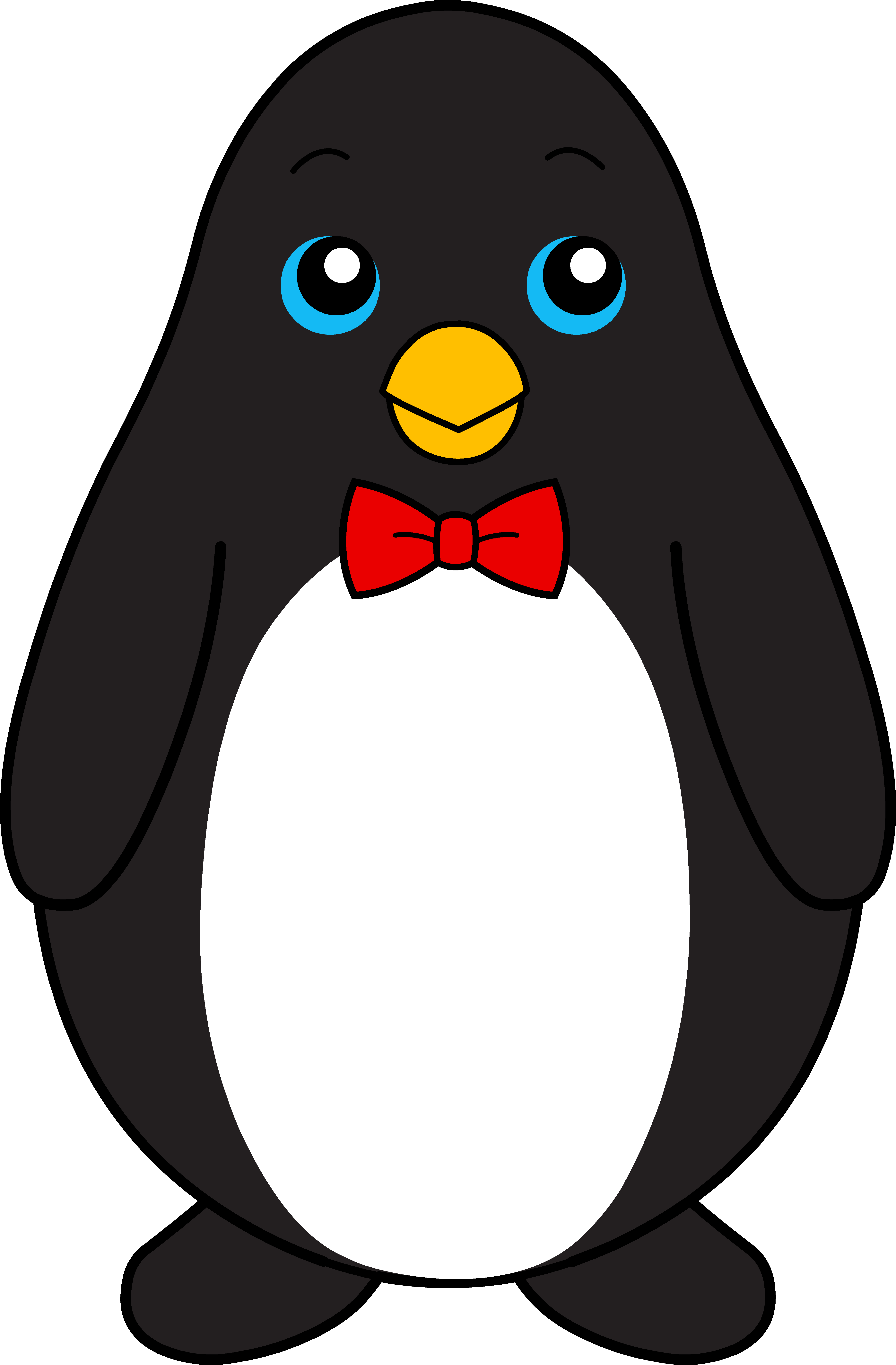 Bow Black And White Panda Free Images - Penguin With A Tie Clipart (4583x6978), Png Download