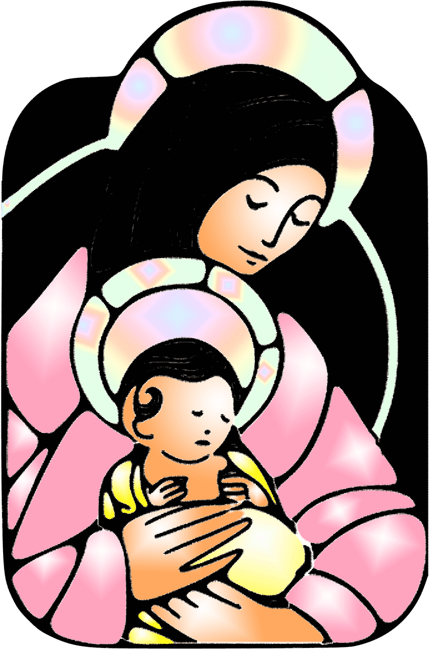 Virgin Night,merry Christmas,santa Claus, - Mama Mary And Jesus Clipart (500x750), Png Download