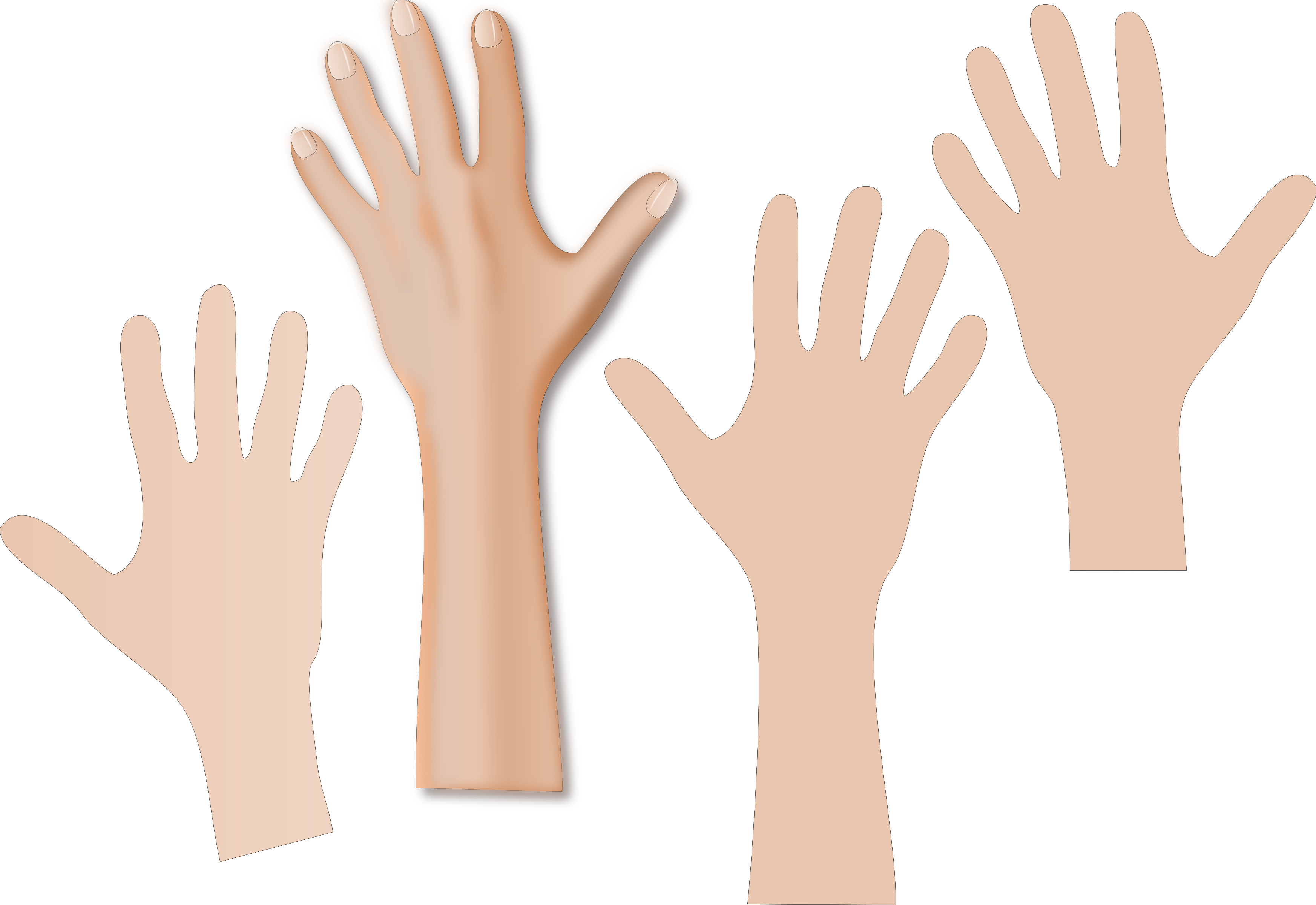 Reaching Hand Clipart - Hands Reaching Clipart - Png Download (3490x2400), Png Download